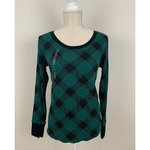 Victoria’s Secret Green Plaid Thermal Sleep Shirt